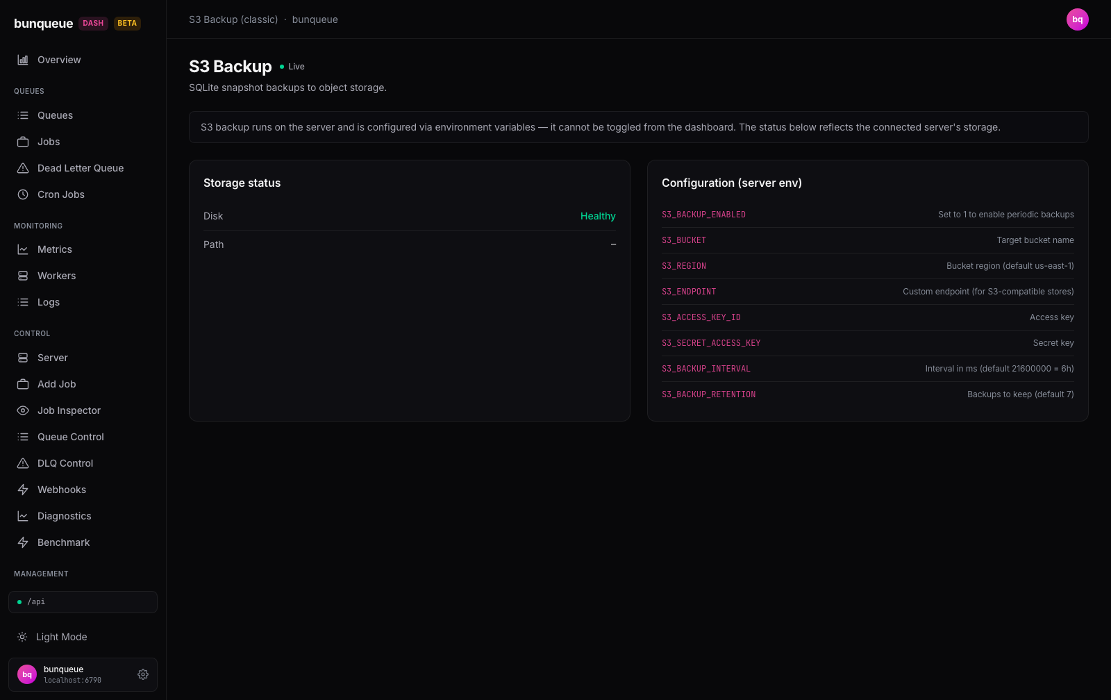 S3 Backup (classic)